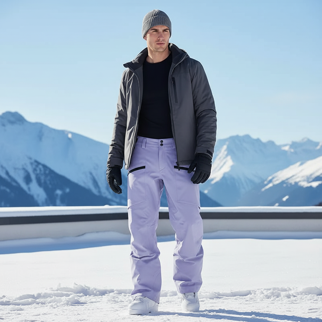 Pantalon De Ski Lilas Imperméable Homme Cargo Doublé - Violet Polyester