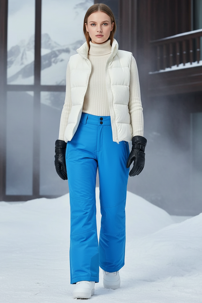 Pantalon De Ski Bleu Imperméable Respirant Coupe-Vent Hiver - Polyester