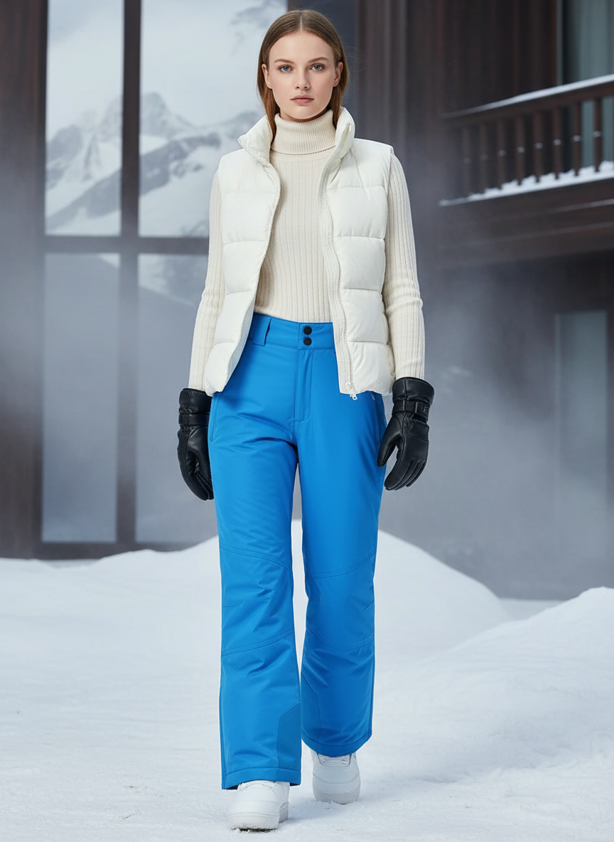 Pantalon De Ski Bleu Imperméable Respirant Coupe-Vent Hiver - Polyester
