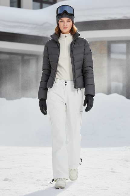 Pantalon De Ski Blanc Cargo Imperméable Femme Hiver - Polyester