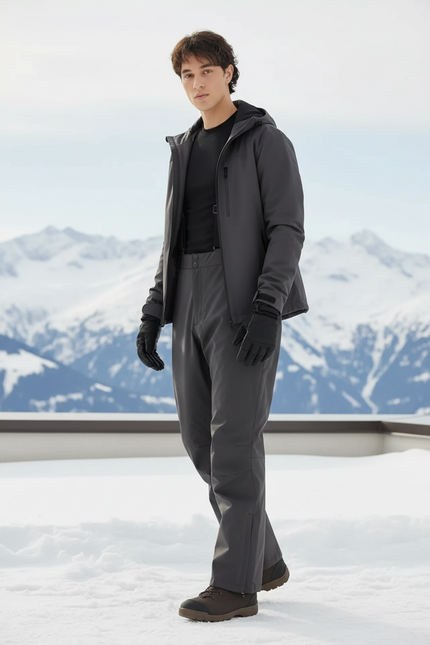 Pantalon De Ski Gris Foncé Imperméable Bretelles Ajustables Homme - Polyester