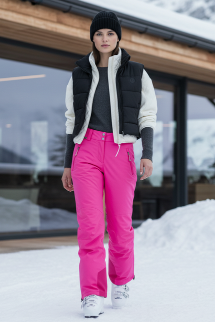 Pantalon De Ski Rose Fuschia Imperméable Femme Chaud - Polyester