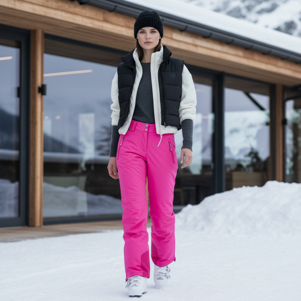 Pantalon De Ski Rose Fuschia Imperméable Femme Chaud - Polyester