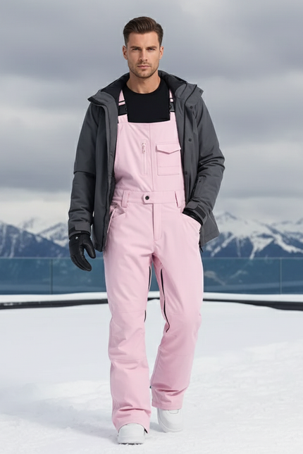 Pantalon De Ski Salopette Rose Ample Imperméable Unisexe - Polyester