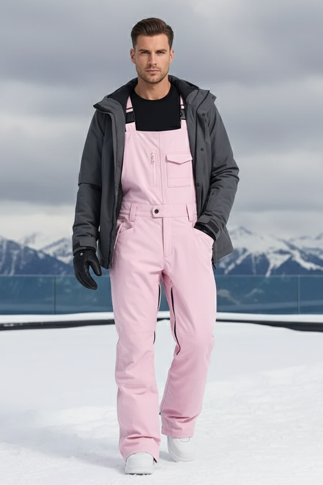 Pantalon De Ski Salopette Rose Ample Imperméable Unisexe - Polyester