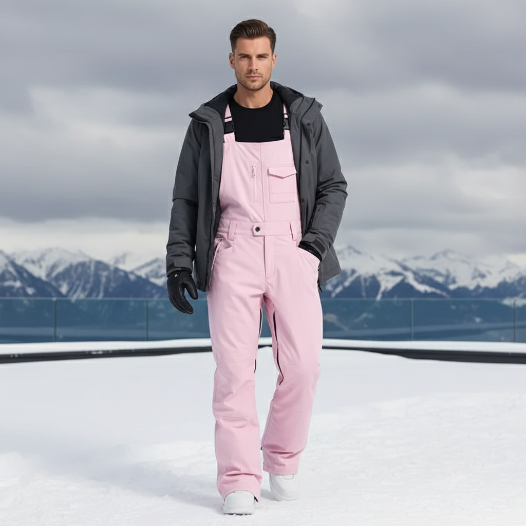 Pantalon De Ski Salopette Rose Ample Imperméable Unisexe - Polyester