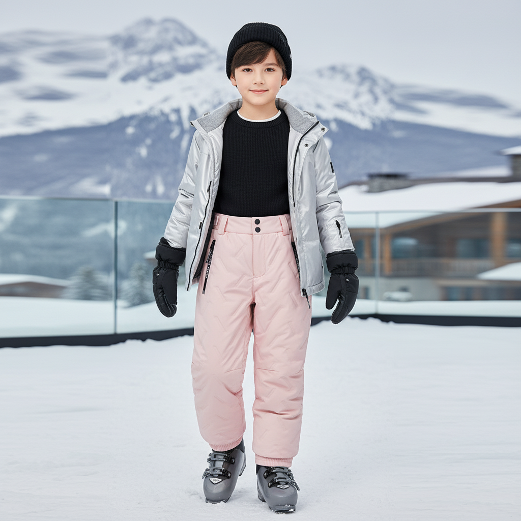 Pantalon De Ski Rose Enfant Imperméable Matelassé Chaud - Polyester