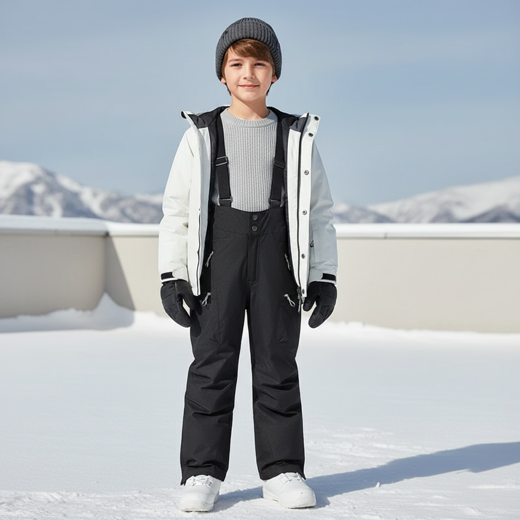 Pantalon De Ski Noir Imperméable Salopette Enfant Hiver - Polyester