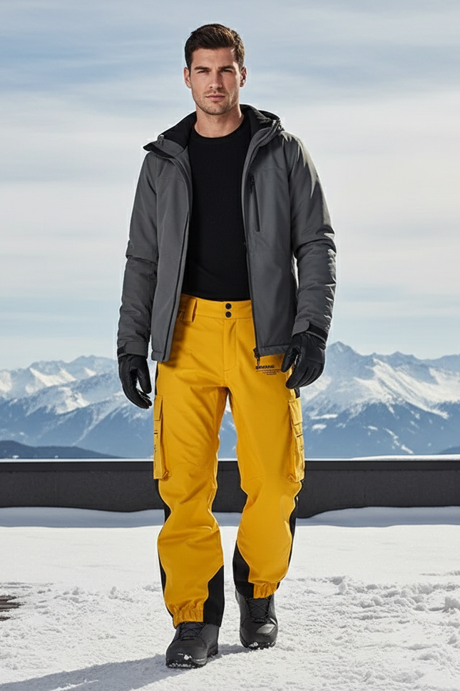 Pantalon De Ski Jaune Imperméable Cargo Homme - Polyester
