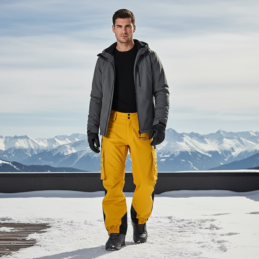 Pantalon De Ski Jaune Imperméable Cargo Homme - Polyester