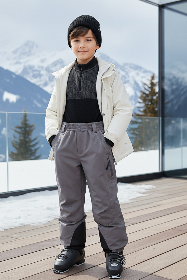 Pantalon De Ski Gris Imperméable Chaud Enfant Hiver - Polyester