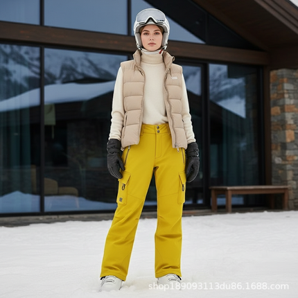 Pantalon De Ski Jaune Cargo Imperméable Unisexe Hiver - Polyester