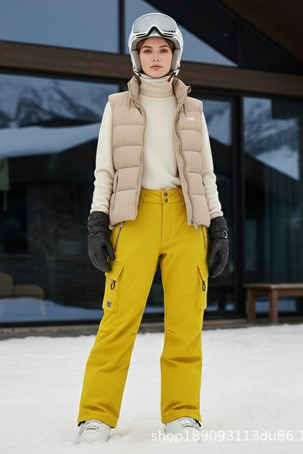 Pantalon De Ski Jaune Cargo Imperméable Unisexe Hiver - Polyester