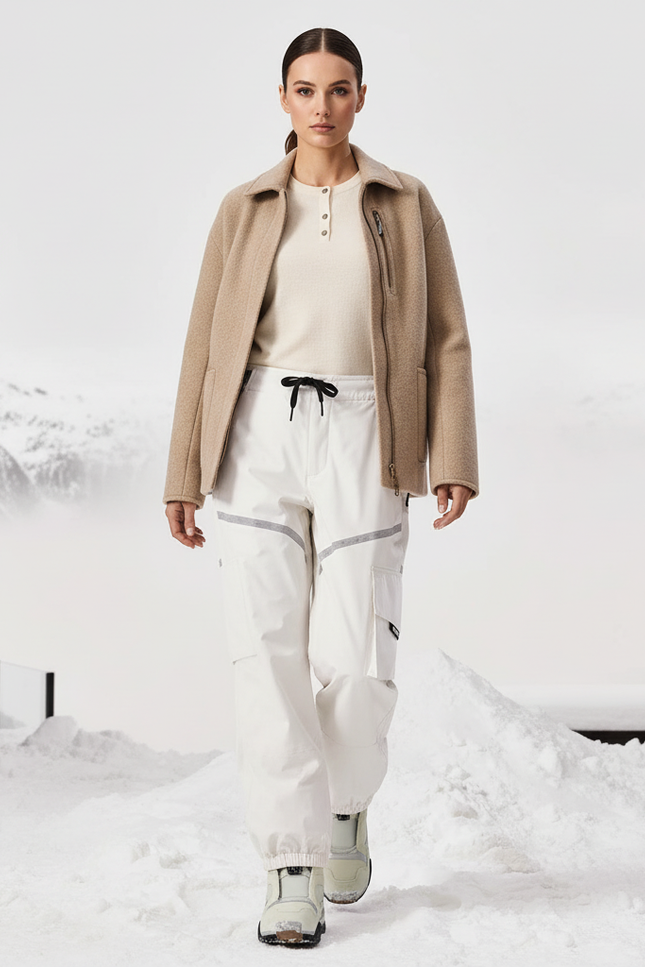 Pantalon De Ski Blanc Ample Étanche Hiver Femme - Polyester