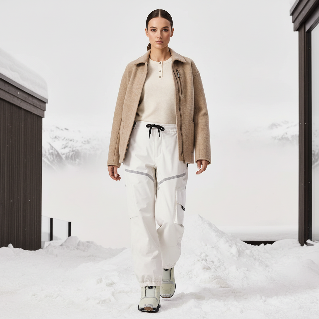 Pantalon De Ski Blanc Ample Étanche Hiver Femme - Polyester