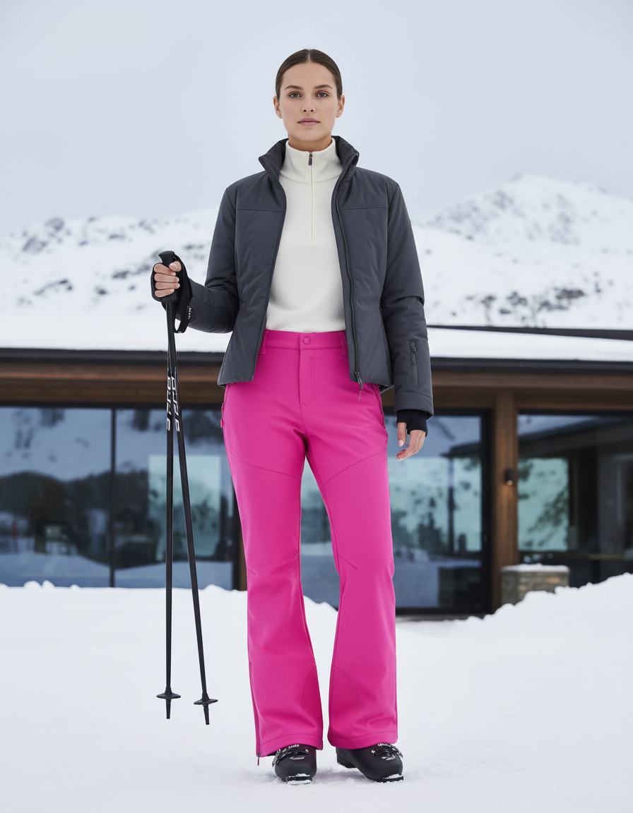 Pantalon De Ski Femme Rose Fuschia Évasé Imperméable - Polyester