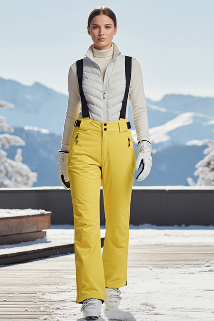 Pantalon De Ski Jaune Imperméable Bretelles Ajustables Femme - Polyester