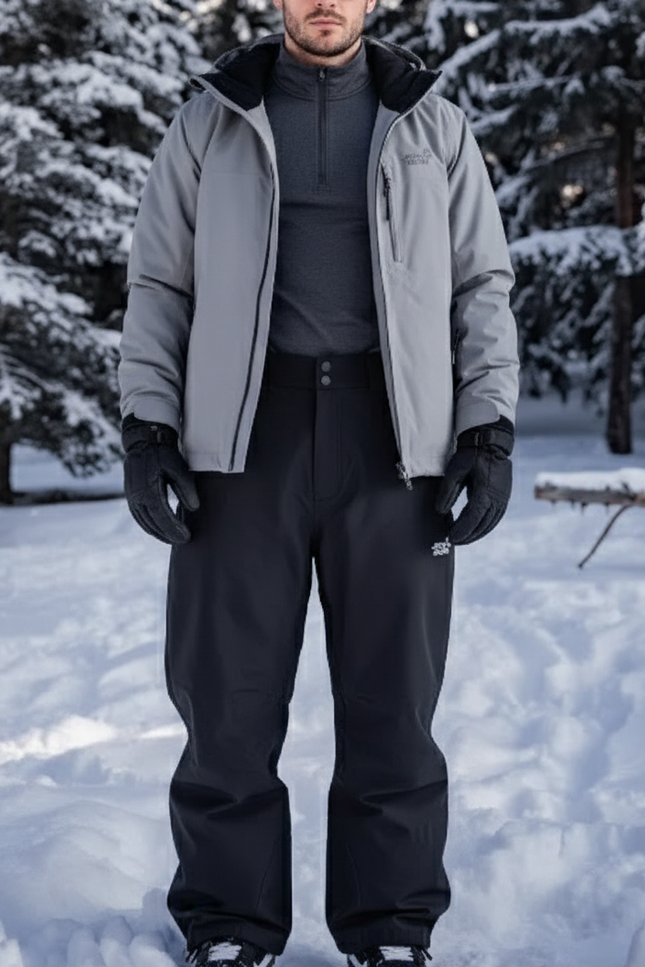 Pantalon De Ski Noir Ample Imperméable Hiver Unisexe - Polyester