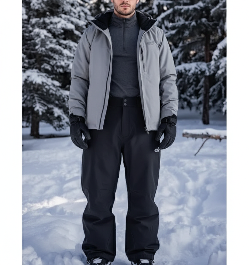 Pantalon De Ski Noir Ample Imperméable Hiver Unisexe - Polyester
