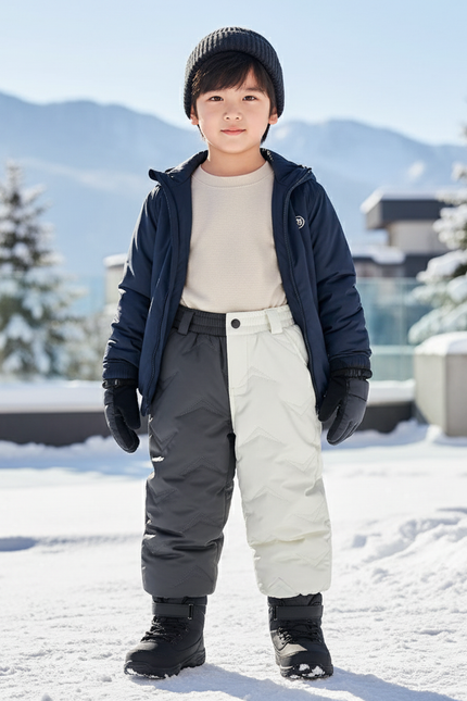 Pantalon De Ski Bicolore Matelassé Enfant Imperméable Chaud - Multicolore Polyester