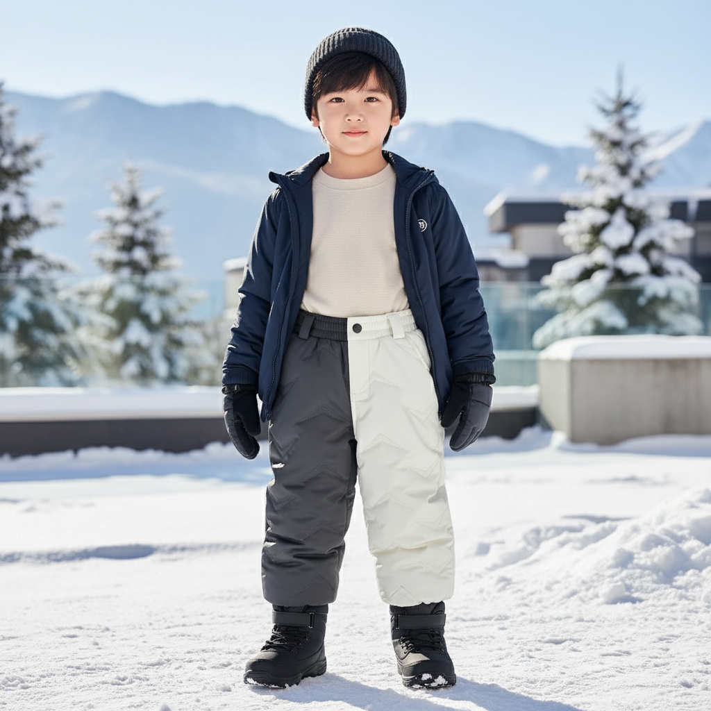 Pantalon De Ski Bicolore Matelassé Enfant Imperméable Chaud - Multicolore Polyester