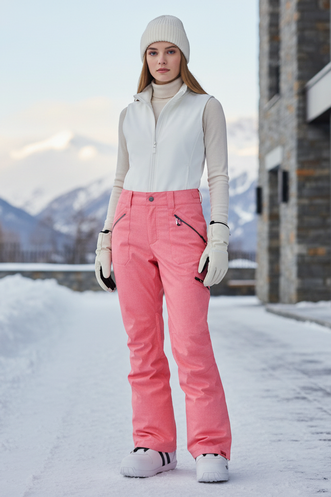 Pantalon De Ski Rose Fuselé Imperméable Femme - Polyester