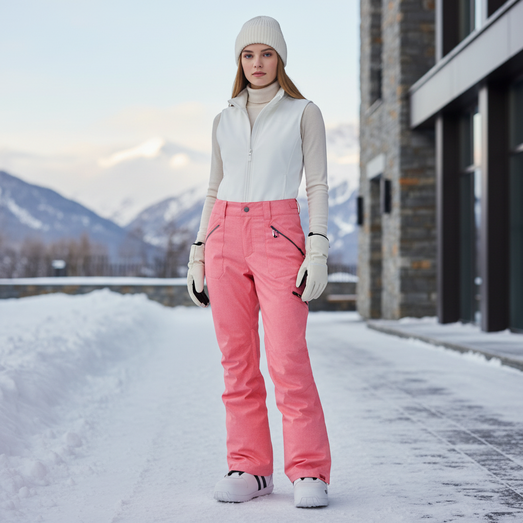 Pantalon De Ski Rose Fuselé Imperméable Femme - Polyester