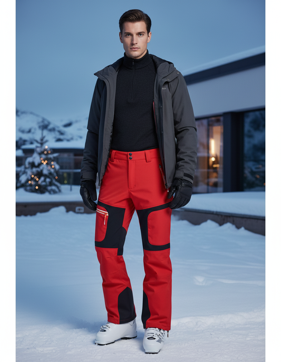 Pantalon De Ski Luxe - Rouge Polyester