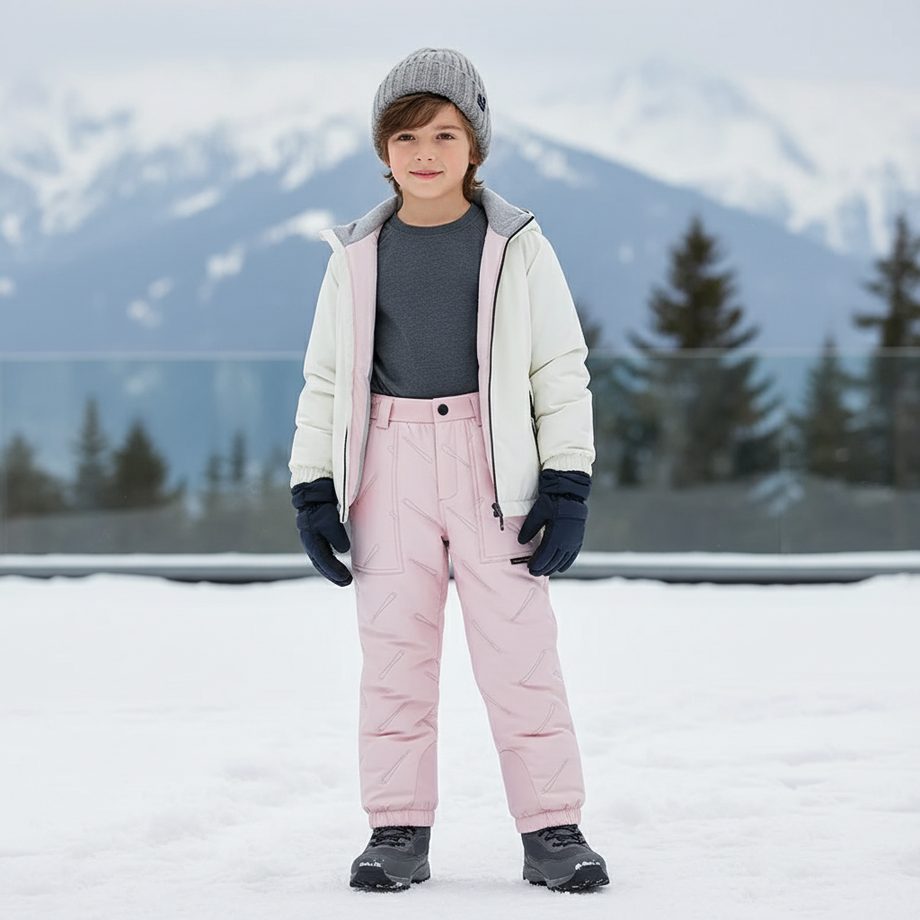 Pantalon De Ski Rose Enfant Matelassé Imperméable Chaud - Polyester