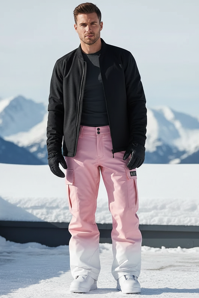 Pantalon De Ski Rose Dégradé Imperméable Cargo Homme - Polyester