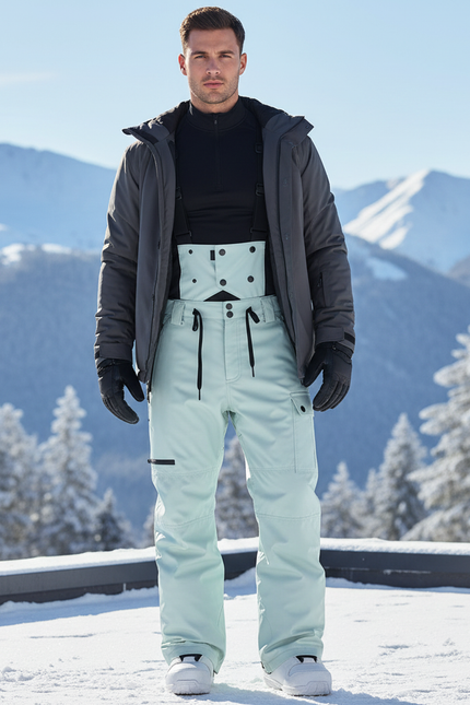 Pantalon De Ski Vert D'Eau Imperméable Bretelles Homme - Polyester