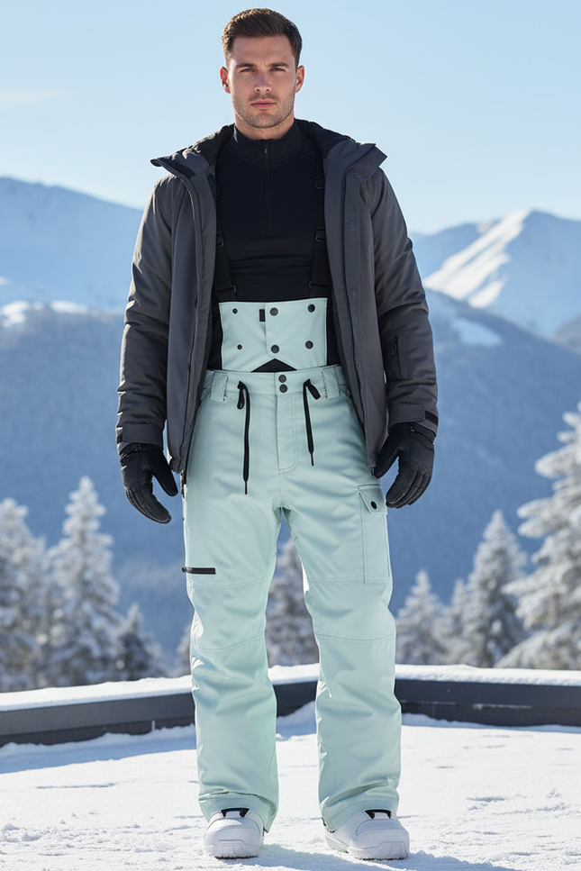 Pantalon De Ski Vert D'Eau Imperméable Bretelles Homme - Polyester