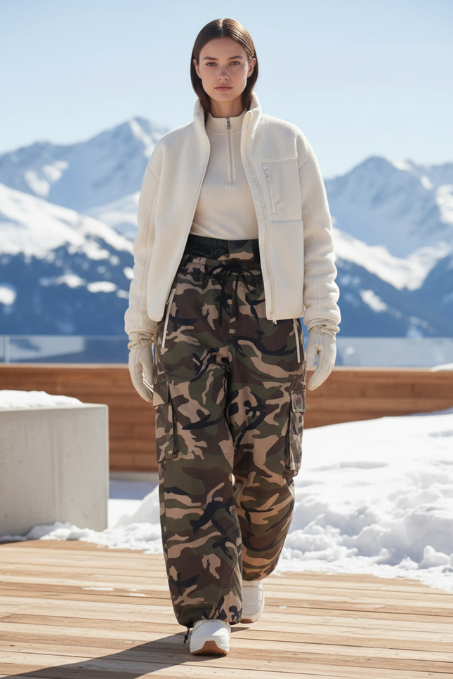 Pantalon De Ski Camouflage Cargo Ample Unisexe - Multicolore Polyester