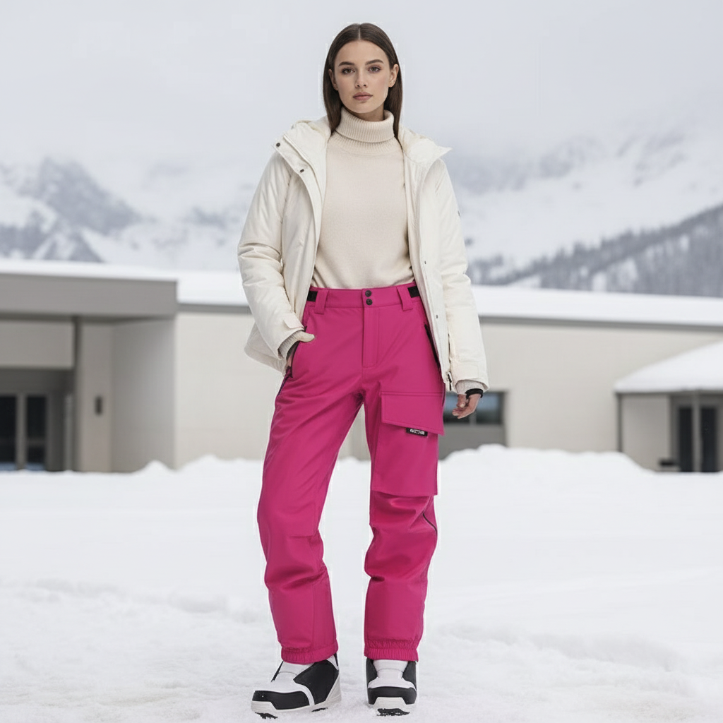 Pantalon De Ski Fuschia Imperméable Cargo Femme Hiver - Rose Polyester