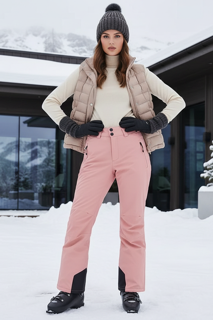 Pantalon De Ski Rose Poudré Imperméable Femme Hiver - Polyester