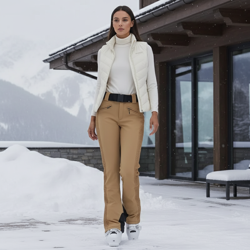 Pantalon De Ski Femme Cintré - Beige Polyester
