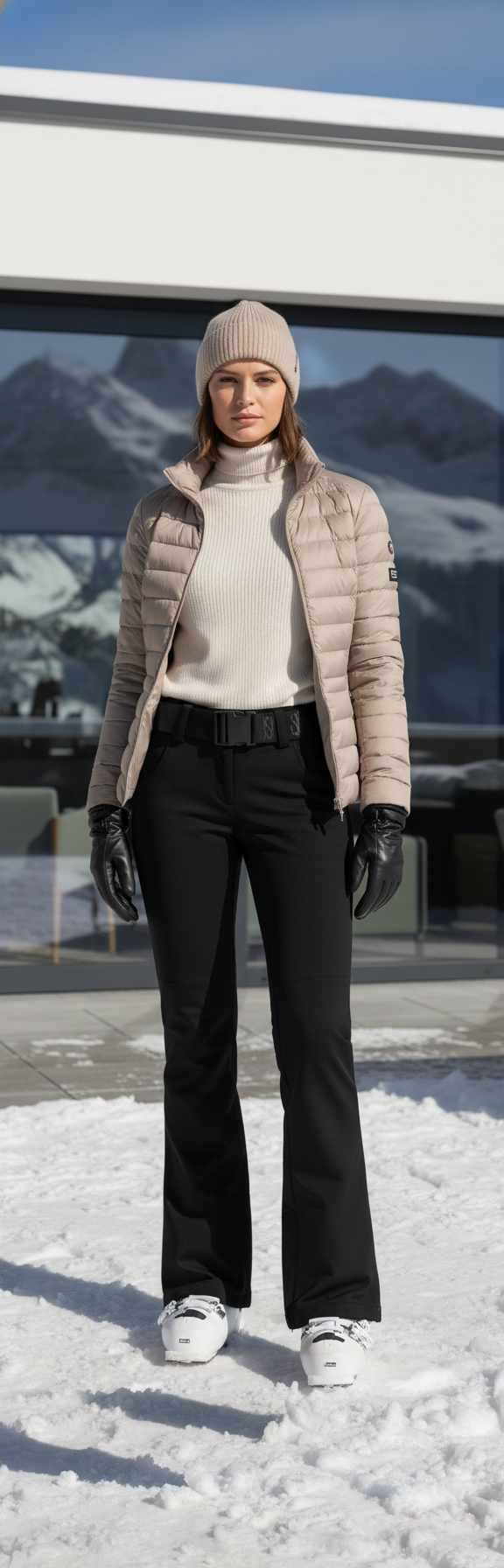 Pantalon De Ski Noir Slim Imperméable Femme Élégant - Polyester