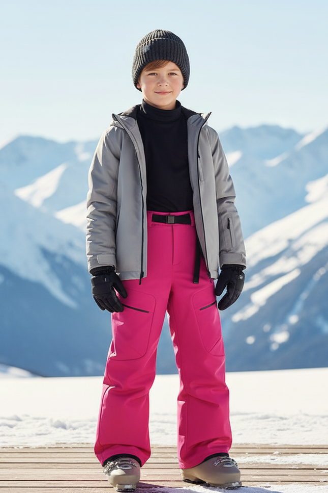 Pantalon De Ski Rose Vif Imperméable Enfant Hiver - Polyester