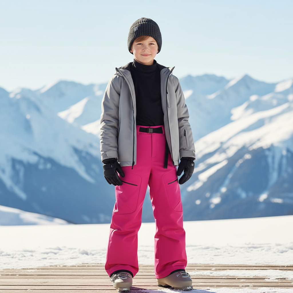 Pantalon De Ski Rose Vif Imperméable Enfant Hiver - Polyester