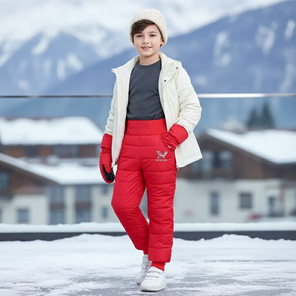 Pantalon De Ski Rouge Matelassé Imperméable Enfant Hiver - Polyester