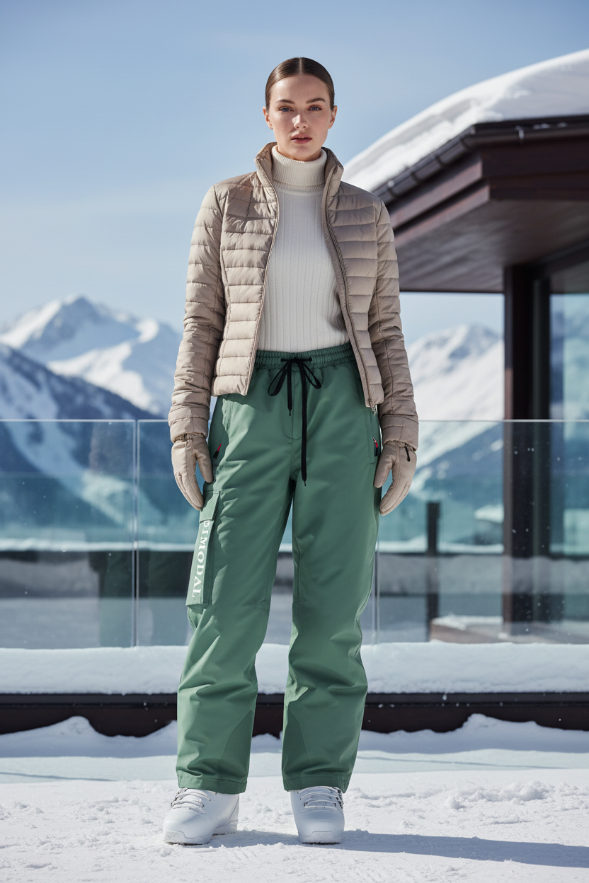 Pantalon De Ski Vert Ample Imperméable Unisexe Hiver - Polyester