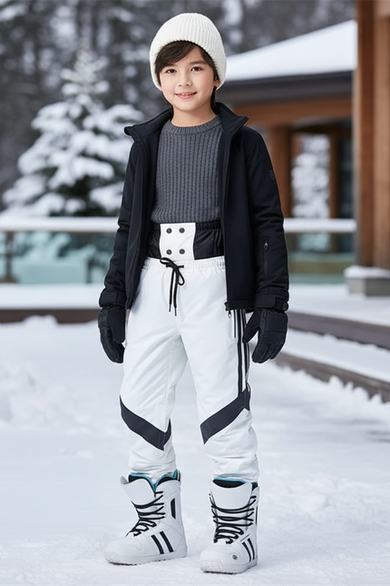 Pantalon De Ski Blanc Imperméable Enfant Hiver Sportif - Polyester
