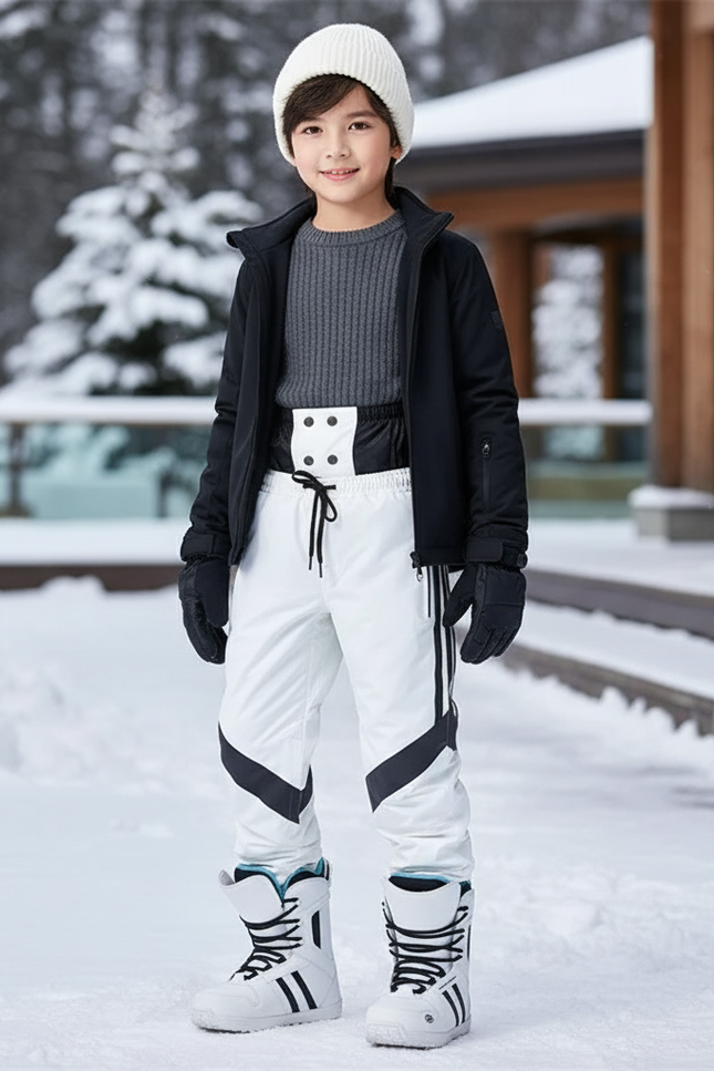 Pantalon De Ski Blanc Imperméable Enfant Hiver Sportif - Polyester