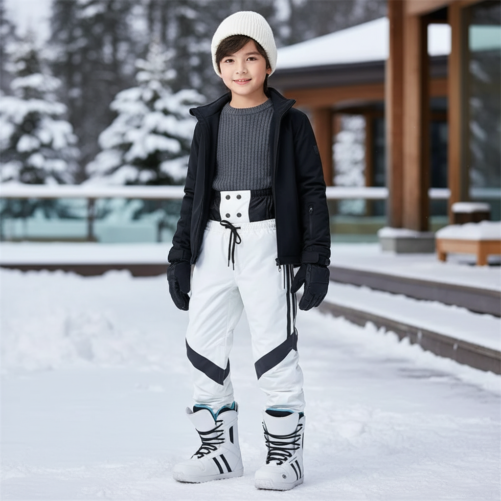 Pantalon De Ski Blanc Imperméable Enfant Hiver Sportif - Polyester