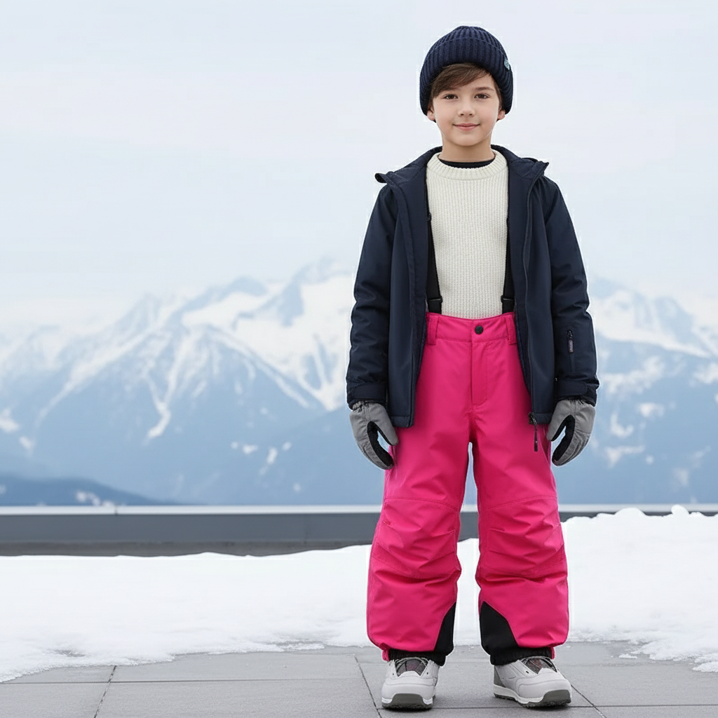 Pantalon De Ski Rose Imperméable Bretelles Enfant - Polyester