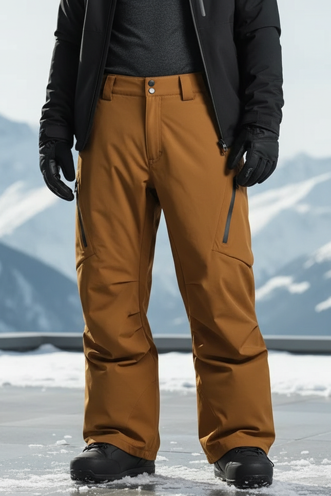 Pantalon De Ski Marron Imperméable Ample Homme Style Workwear - Polyester