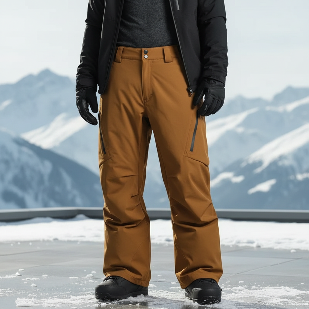 Pantalon De Ski Marron Imperméable Ample Homme Style Workwear - Polyester