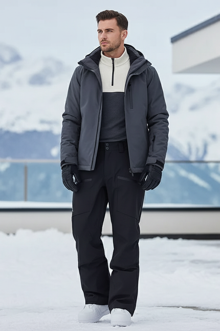 Pantalon De Ski Noir Imperméable Homme Chaud Technique - Polyester