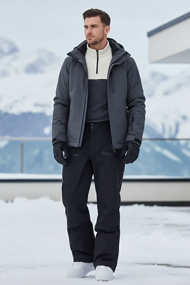 Pantalon De Ski Noir Imperméable Homme Chaud Technique - Polyester