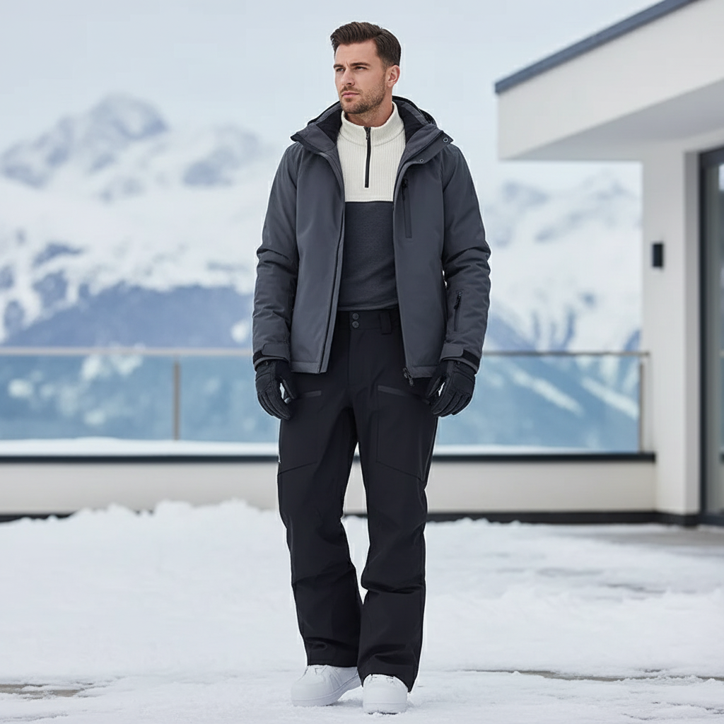 Pantalon De Ski Noir Imperméable Homme Chaud Technique - Polyester